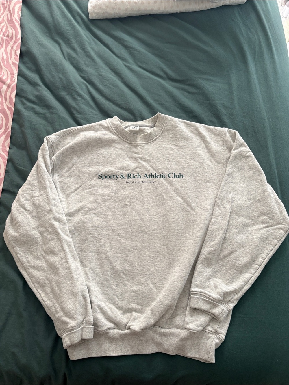 Sporty & Rich Heather Grey 'Athletic Club' Crewneck Sweatshirt